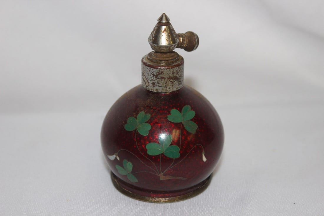 A Japanese Cloisonne Atomizer Parfume Bottle: please note: no bulb - 3" tall