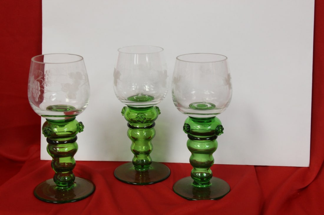Set of 3 Cut Goblets: 6" tall each