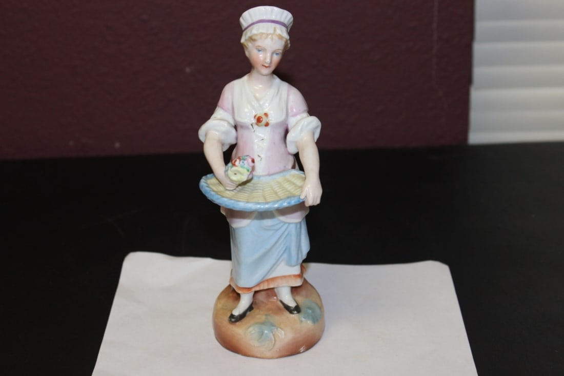A Well made German (?) Porcelain Figurine: Antique / Vintage - 8 1/8 inches tall