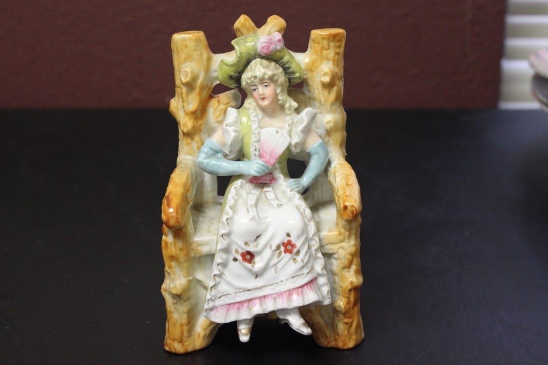 A Victorian Seated Lady: Early 20th Century - 6 1/8 inches tall