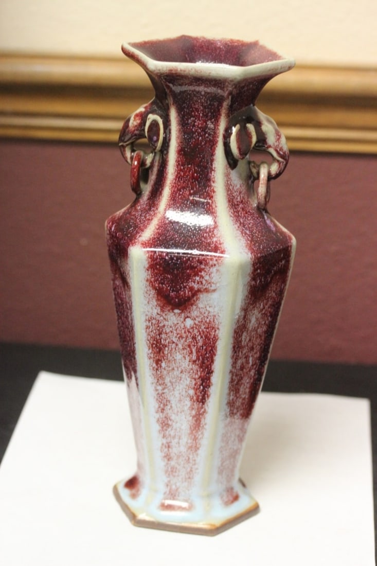 A Song DeFu Chinese Elephant Vase: 10 3/8" tall