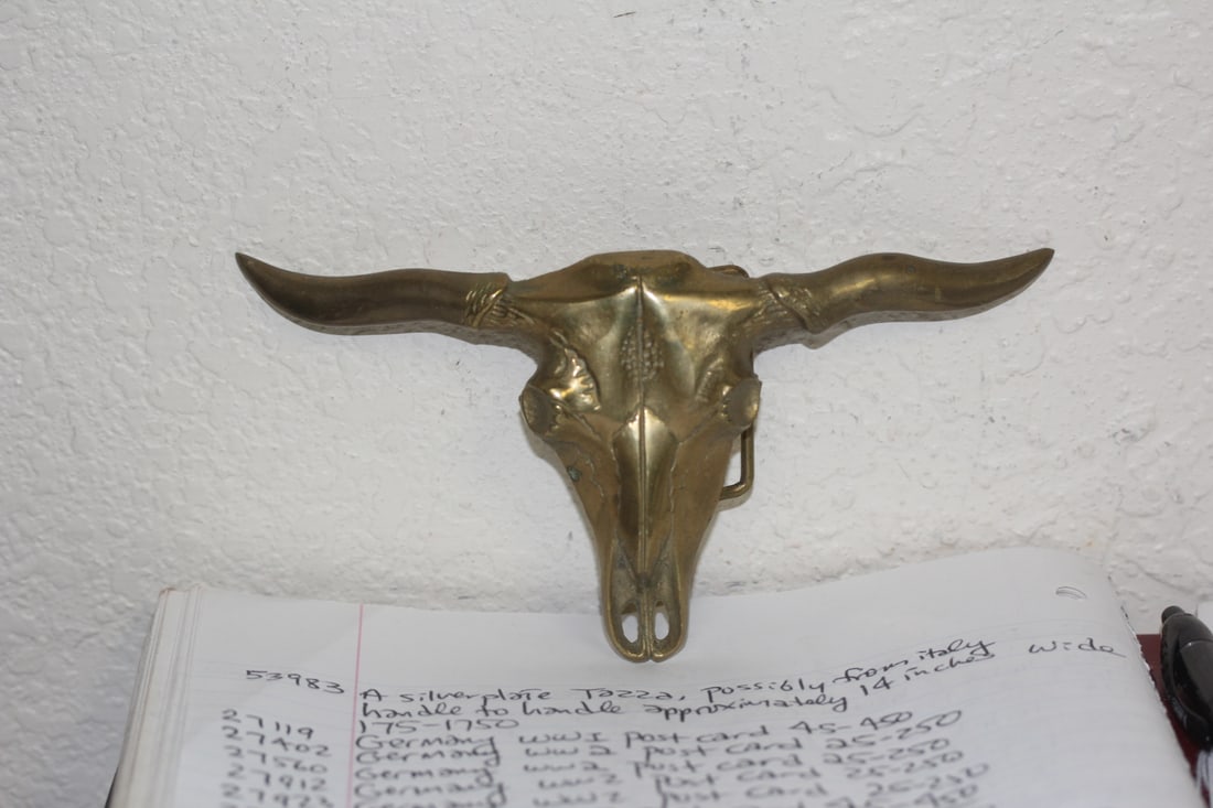 Buffalo Skeleton Motief Belt Buckle: 6 1/2" across