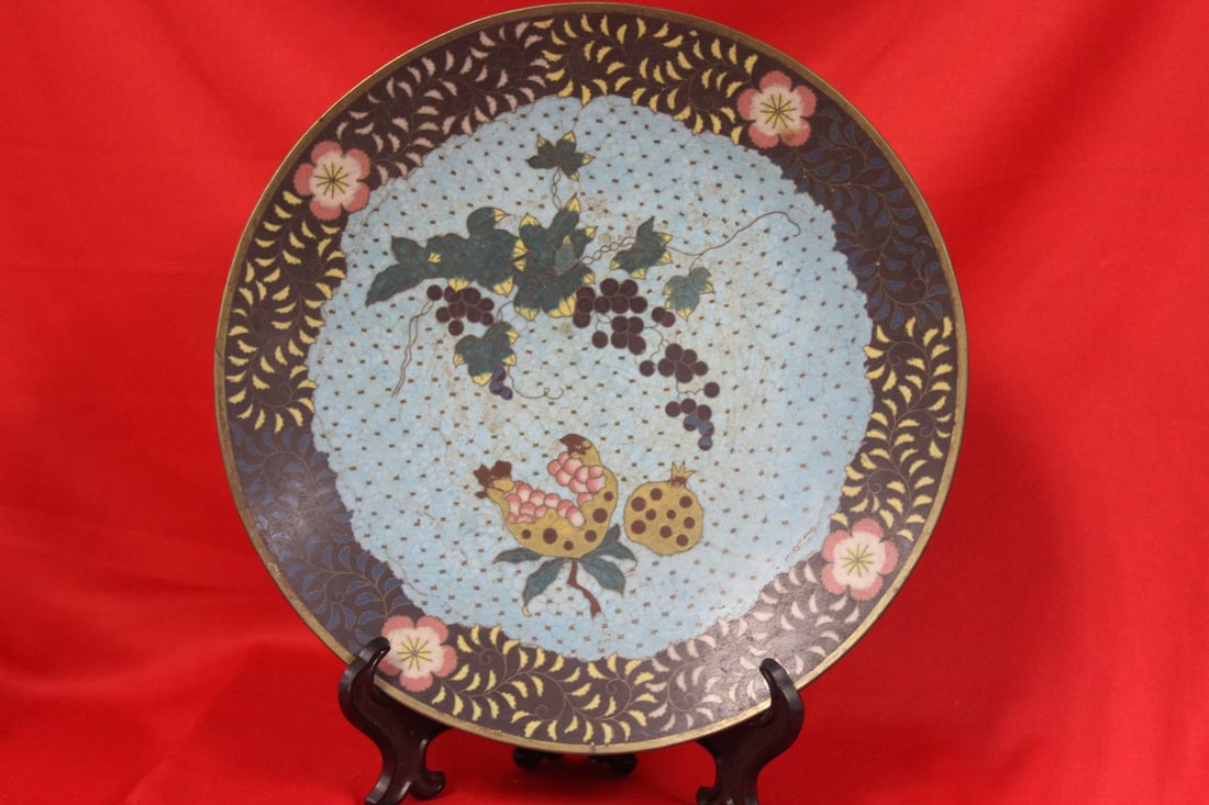 A Japanese Cloisonne Plate: 9 3/4" in diameter - 19th century