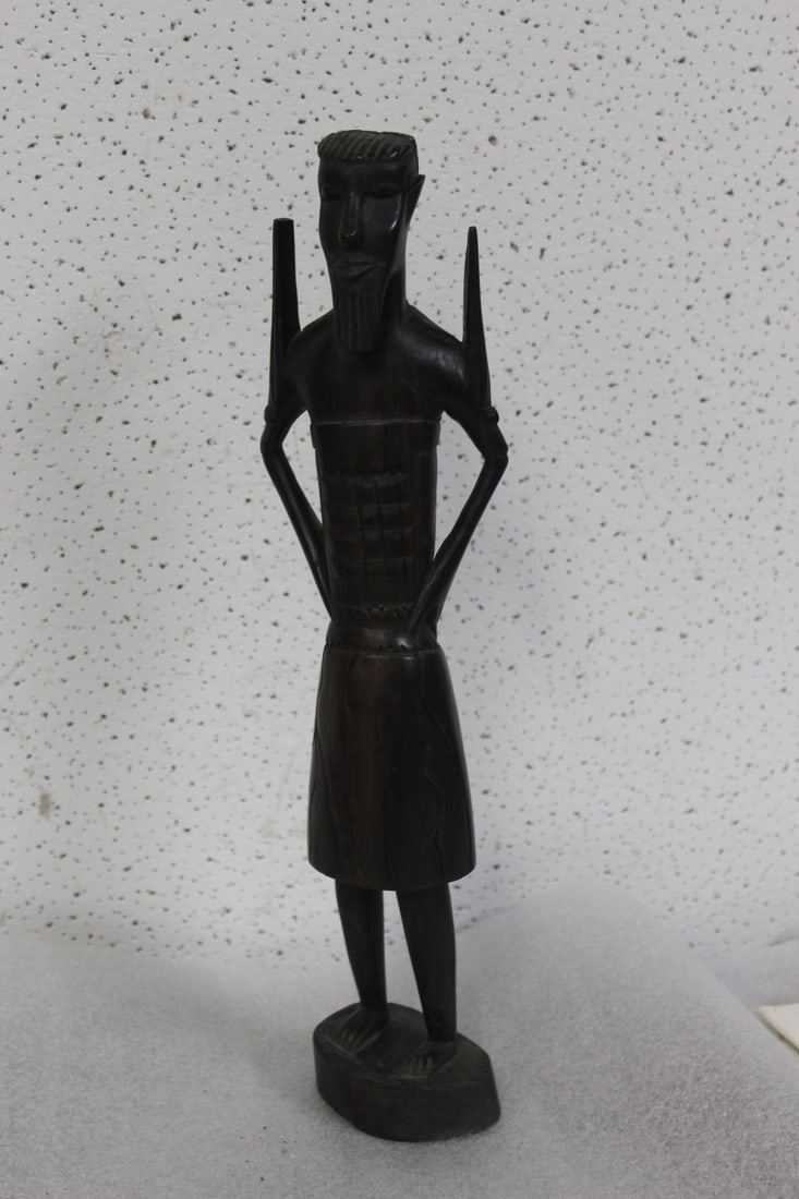 A Vintage African Statue: solid wood - 13 1/2" tall