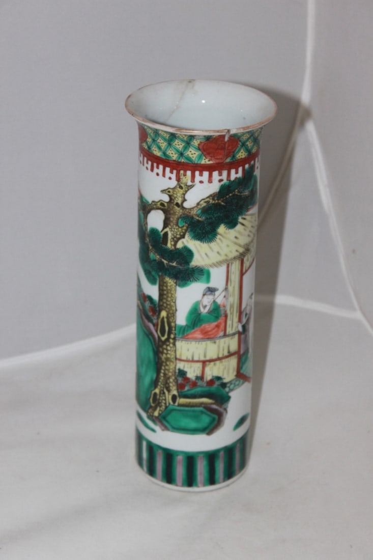 Antique 18th - 19th Cent Famille Verte Beaker Vase (1 of 9)