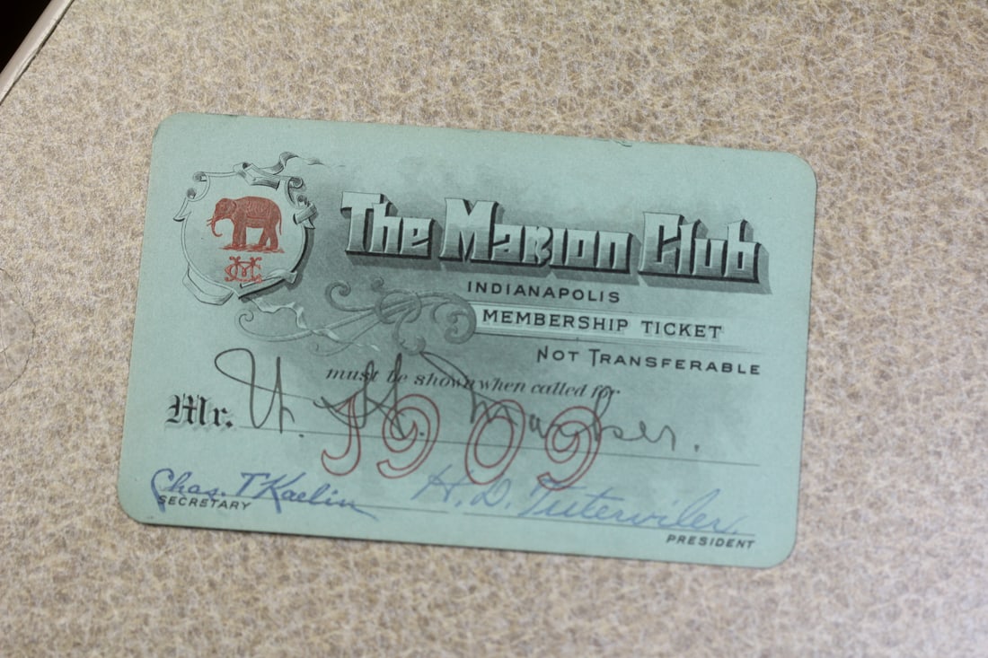 Rare 1909 The Marion Club Membership Ticket Card: very rare - as shown
