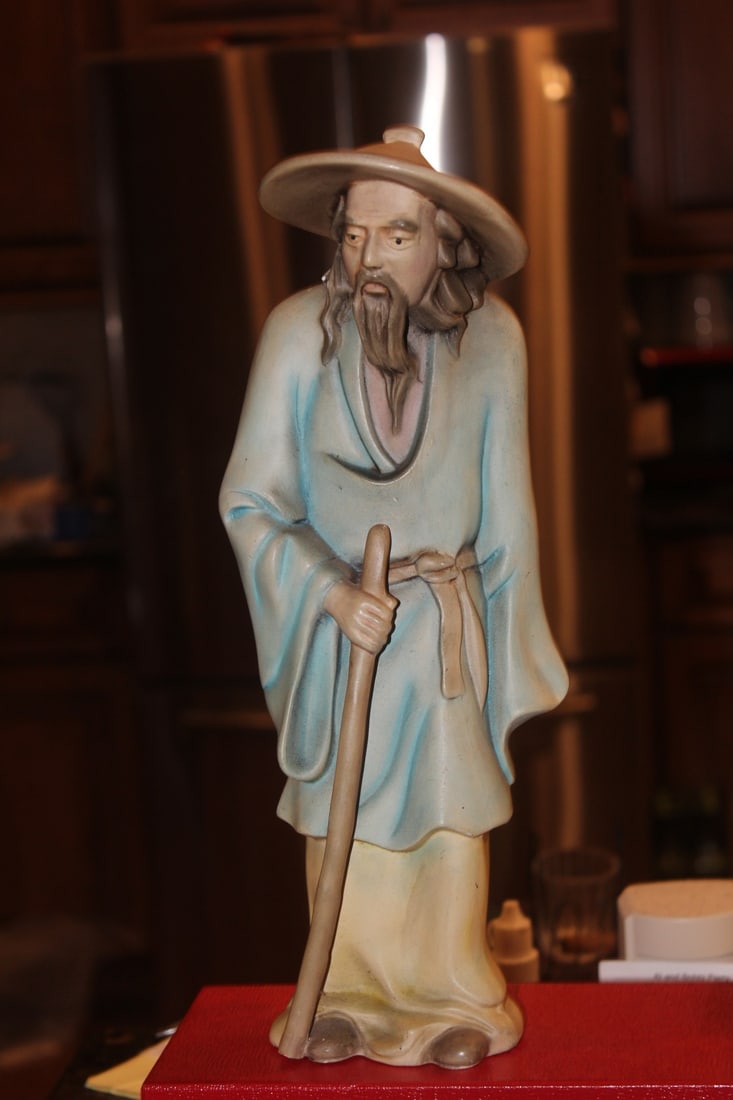 Ceramic Oriental Man: 13 3/4" tall
