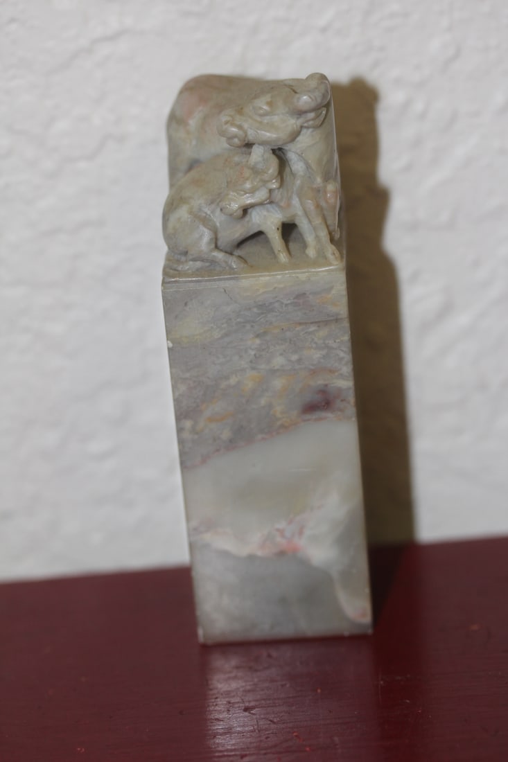 Chinese Soap Stone Seal: well carved - 4 inches tall