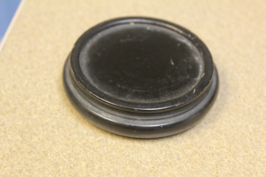 Wooden stand: vintage, well carved, inside diameter 2 1/4"