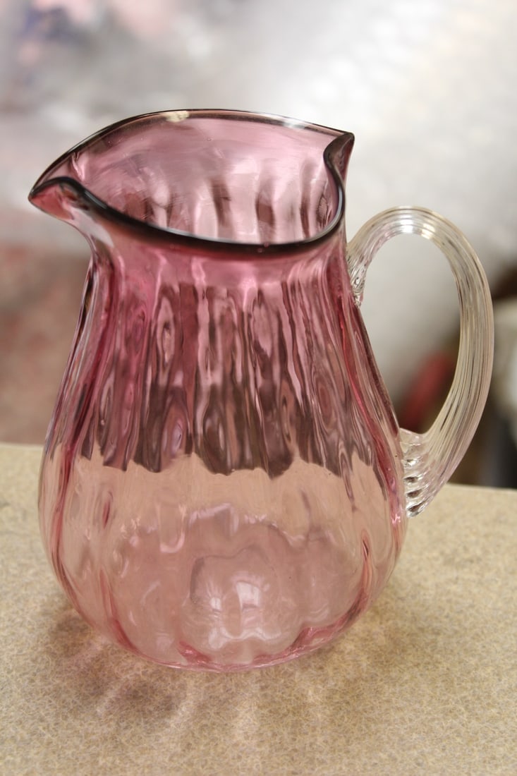 Cranberry Pitcher: 5 3/4" tall - old