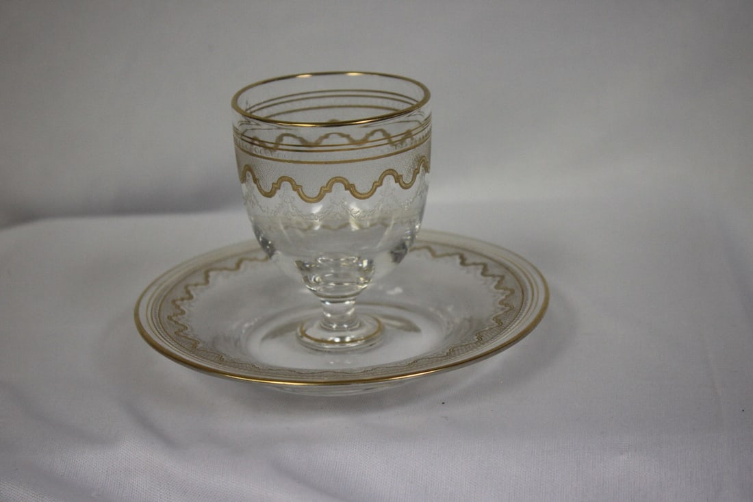 A Handpainted Cup on Tray: 3 3/4" tall