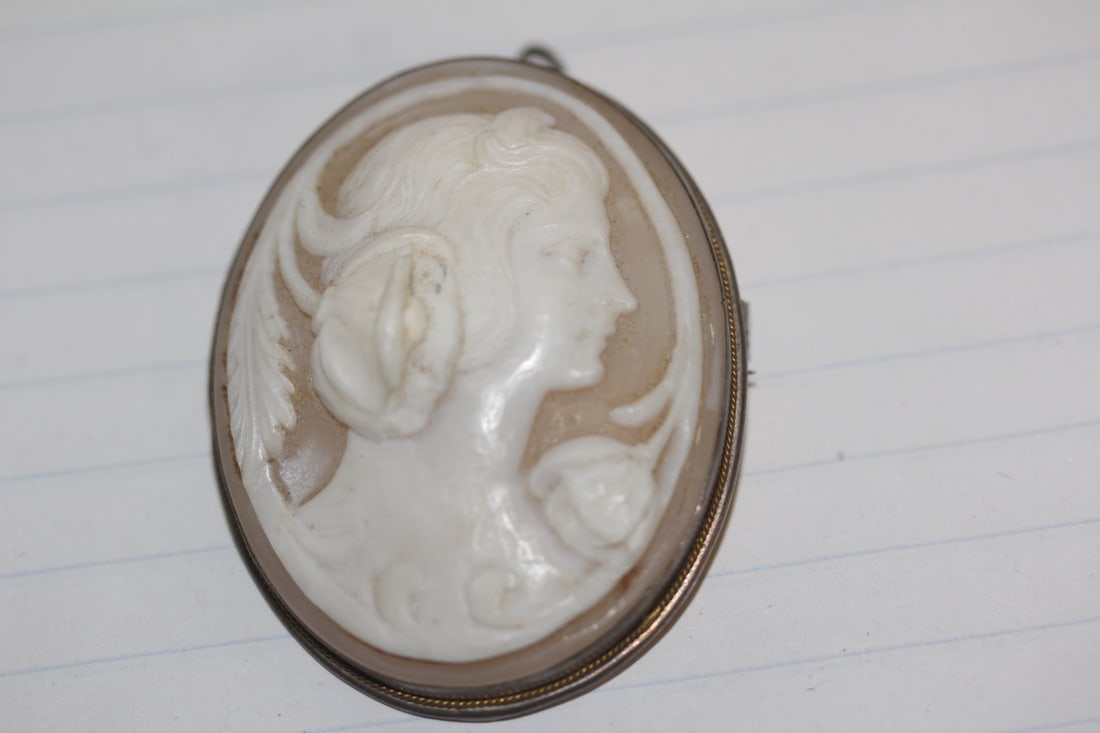 Antique Sterling Silver Cameo Brooch (1 of 5)