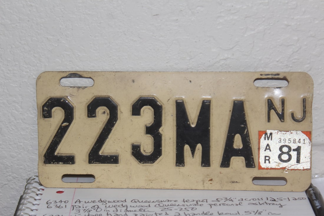New Jersey Motorcycle Plate: 8 inches across