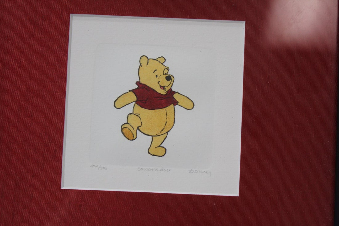 A Disney's Winnie the Pooh Etching/Lithograph: by Sowa and Reiser - limited edition - signed and numbered - 8 3/4" square