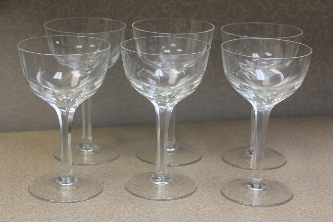 Set of 6 Wine goblets: facet cut - 5 3/4" tall