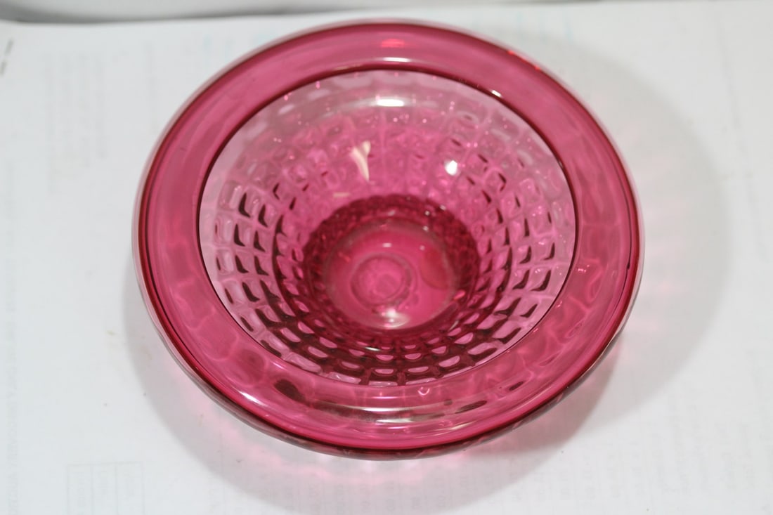 A Ruby or Cranberry Red Bowl: Rossi Glass from Canada - 5 3/8" in diameter