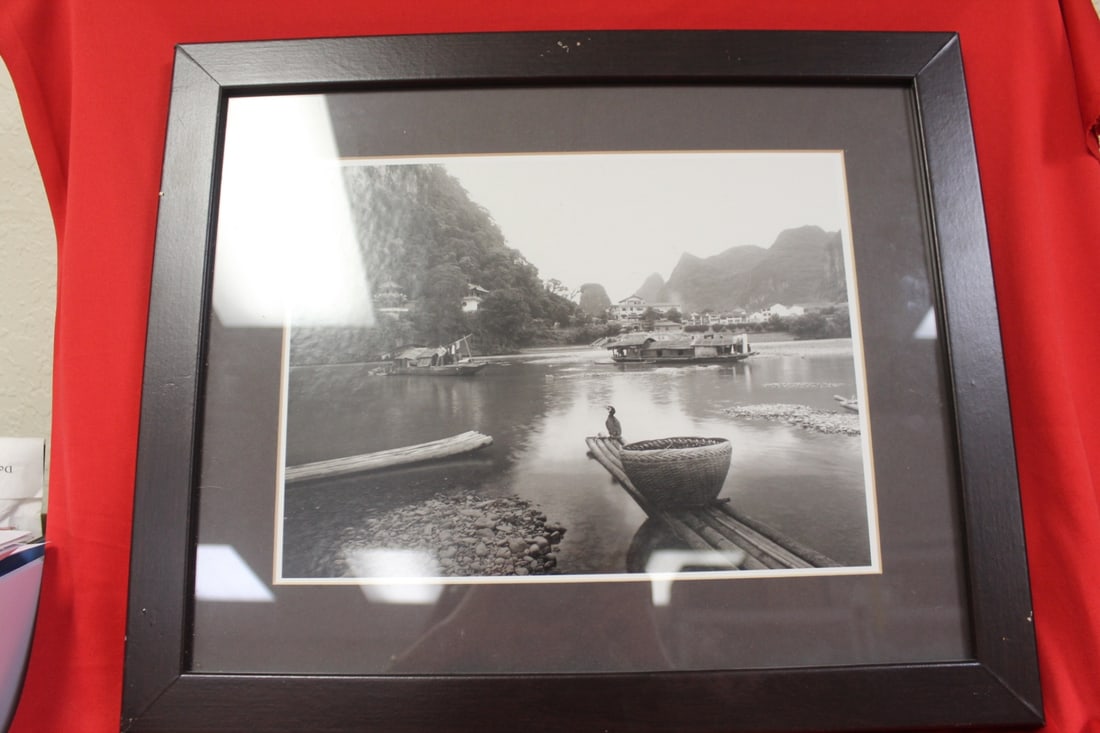A Vintage Chinese Black and White Photograph: most likely 60's or 70's background - 18 1/4" x 15 1/4"