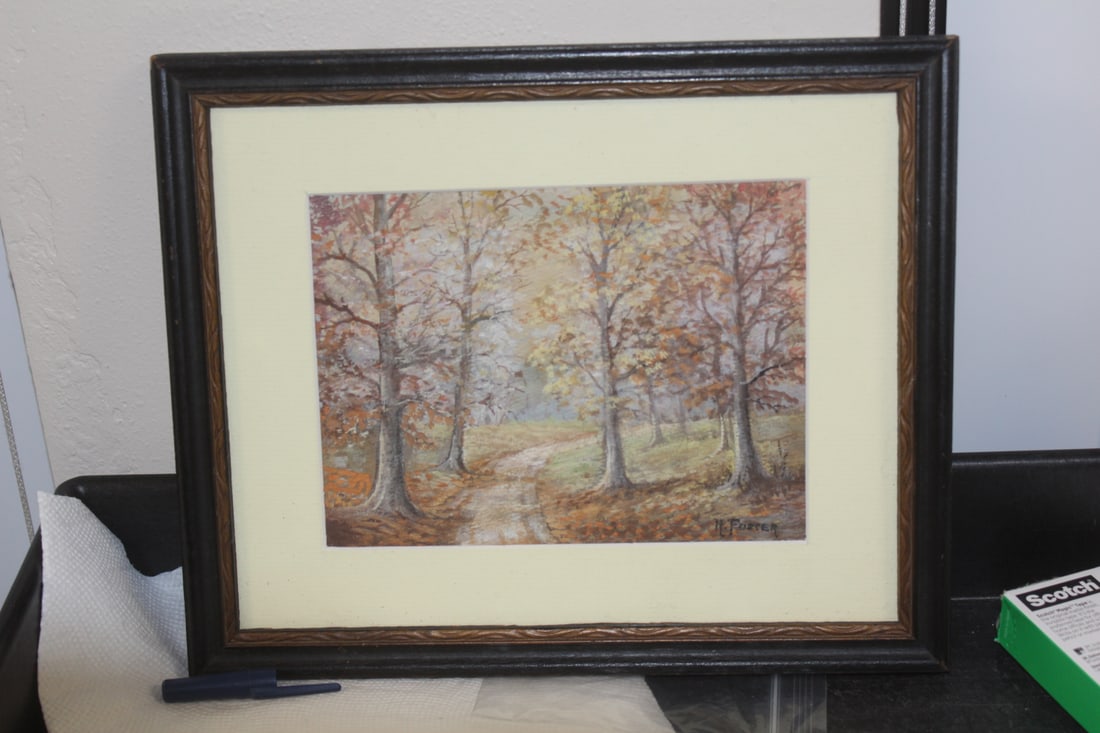 Watercolor by H. Foster: or Helen Foster - 20th century artist - overall= 11" x 9 1/8" - sight= 7 3/4" x 5"