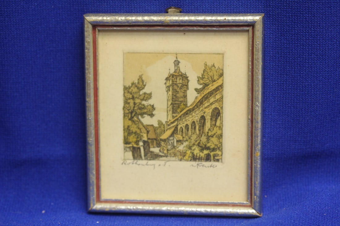 Vintage Willi Foerster Kleingraphik Print: hand signed - miniature Germany - 3 1/2" x 3"