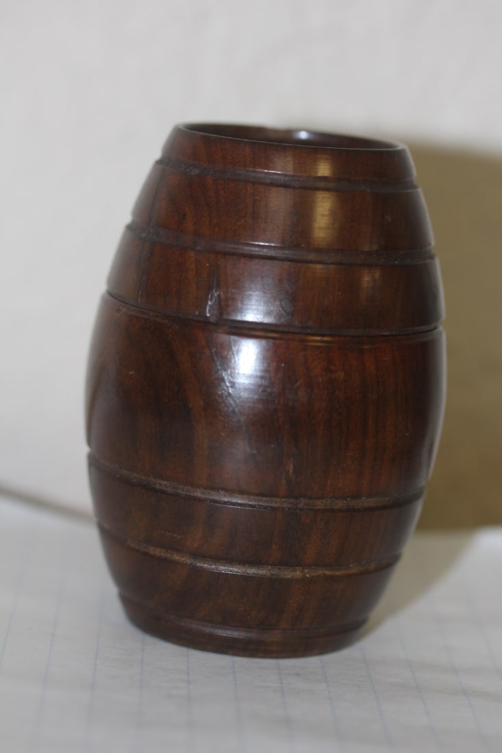 Wooden Barrel Container: vintage - 3 1/4" tall