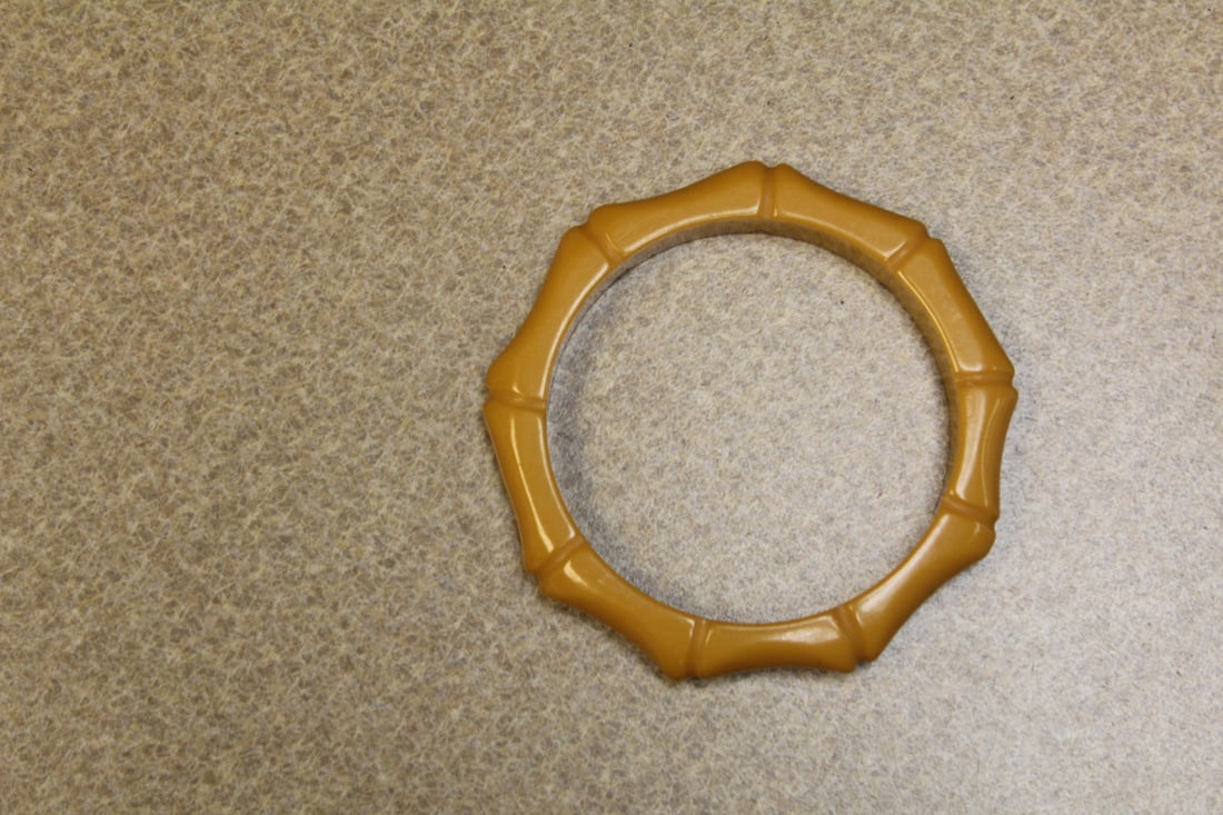 Bakelite Bamboo Style Bangle Bracelet: insisde diameter= 2 3/8"