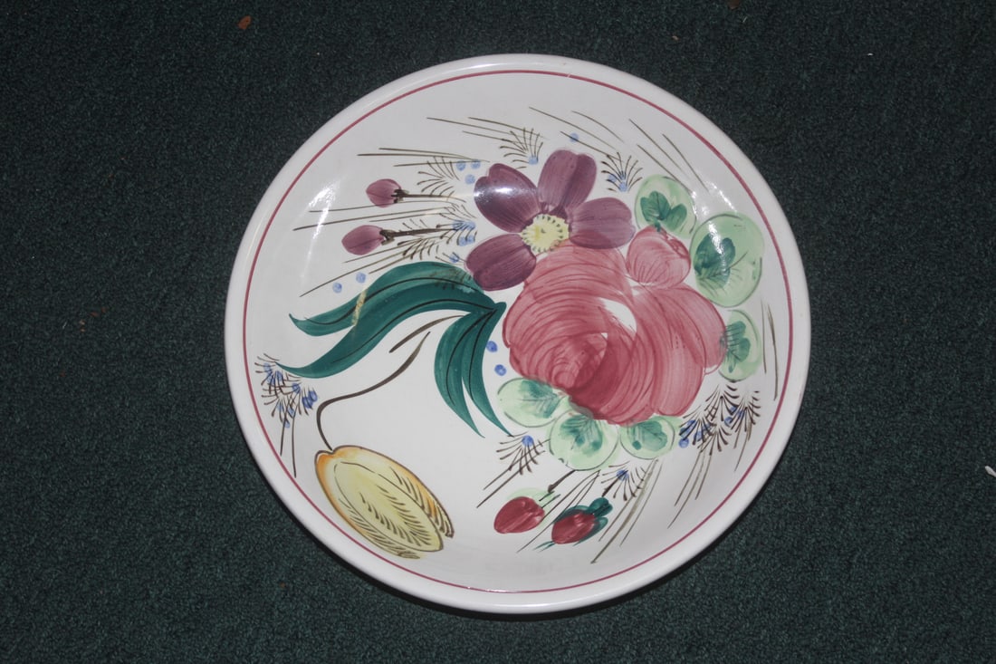 Large Decorative Pottery Bowl: 14 1/4" in diameter