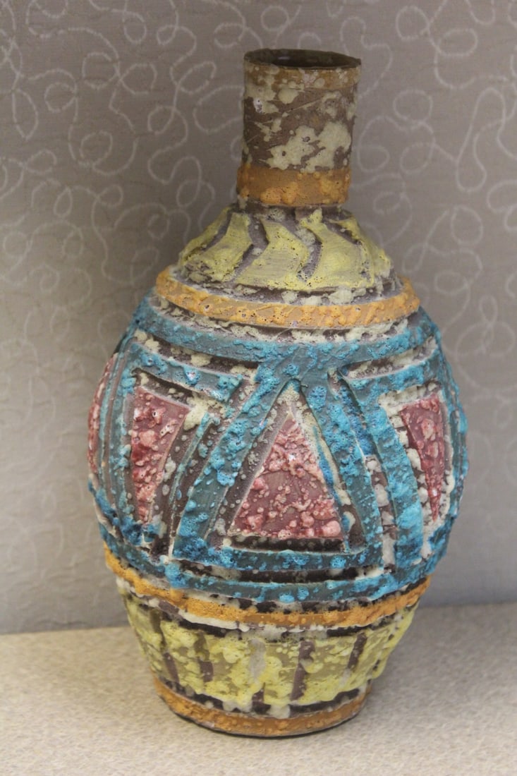 Decorative ceramic vase: possibly Indian, 8 1/2" tall