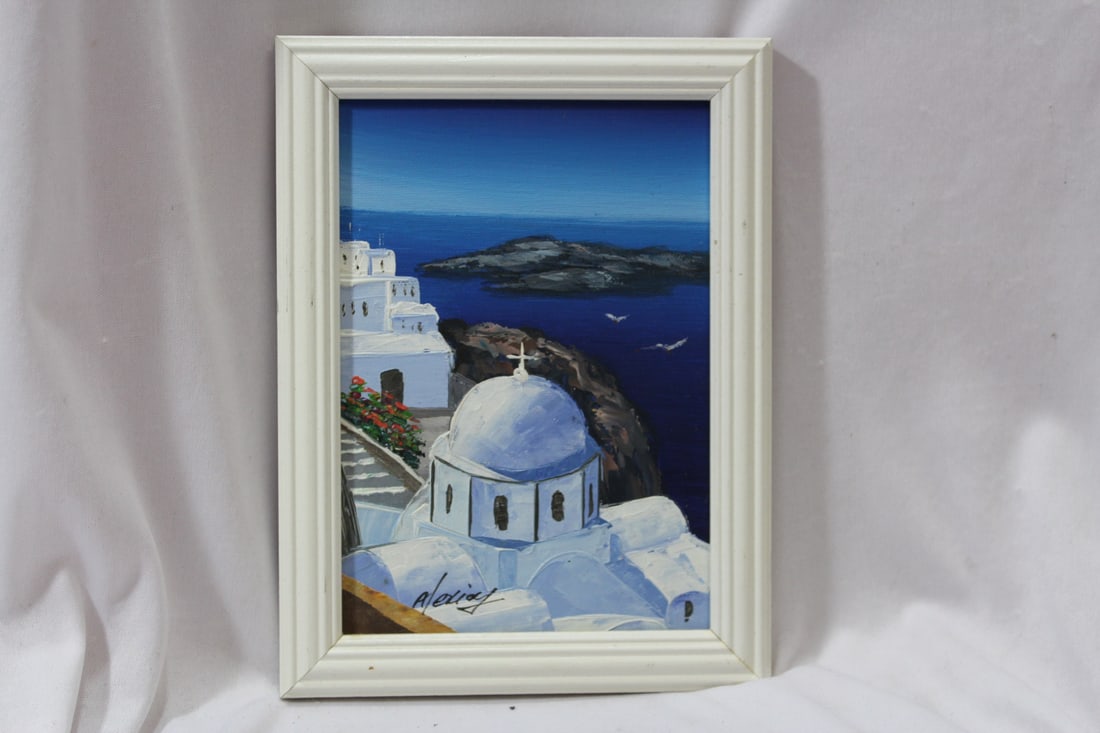 A Signed Small Oil on Canvas: Framed - overall= 8" x 6"
