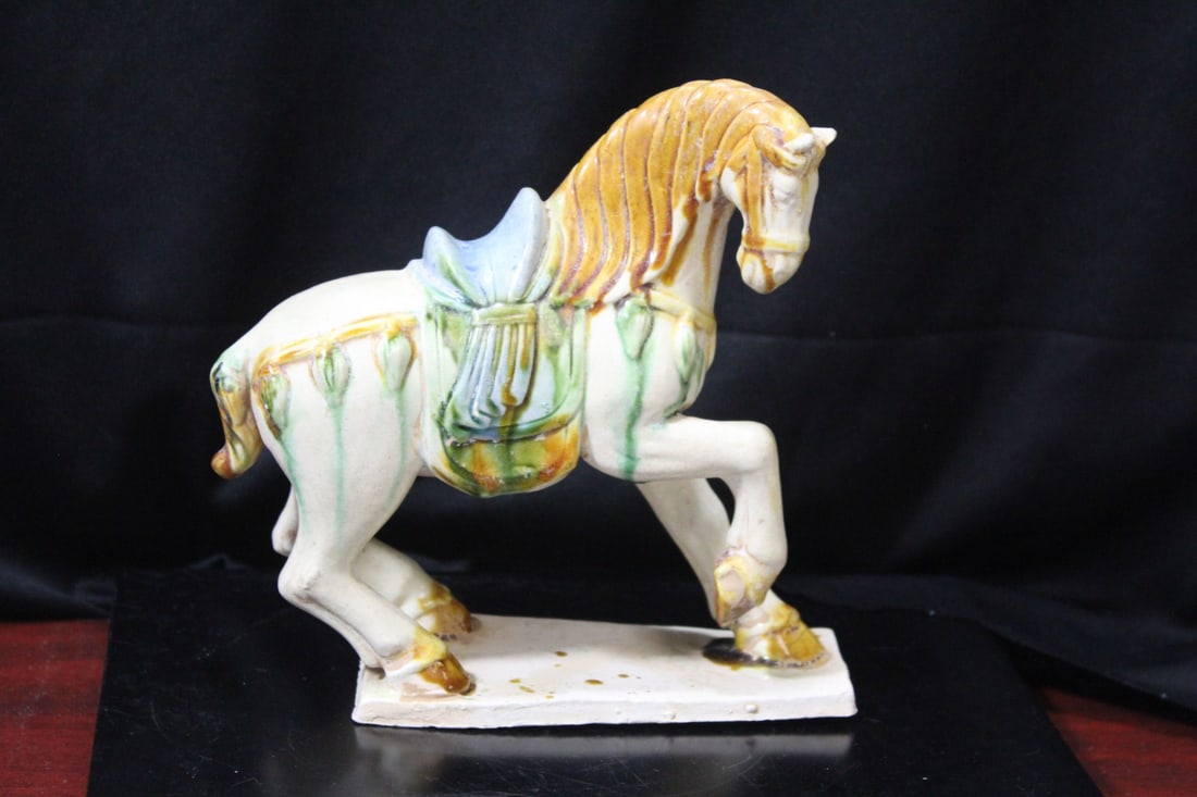 A Chinese, Tang Style Ceramic Horse: 7" tall