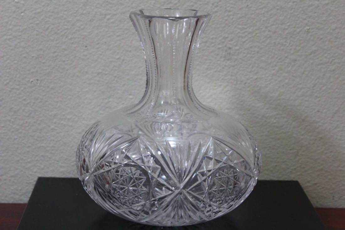 A Cut Glass Vase/Bottle: 7 3/8" tall