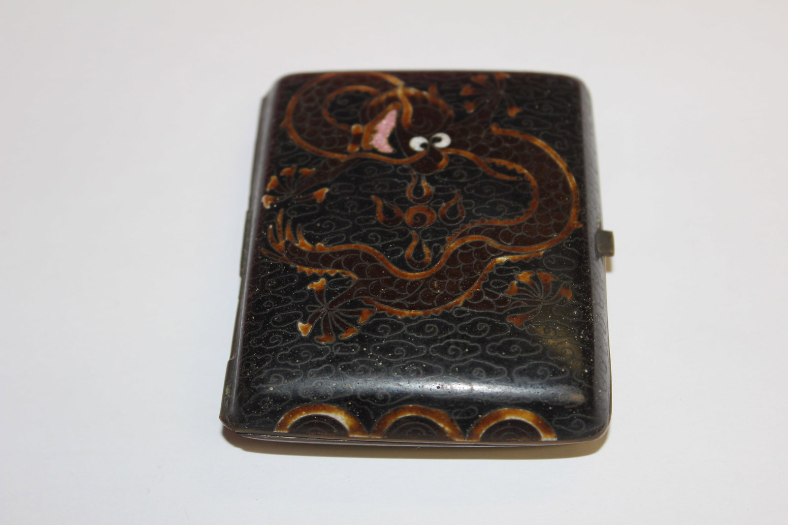 A Chinese Cloisonne and Dragon Cigarette Case: 3 1/4" across - probably 19th century