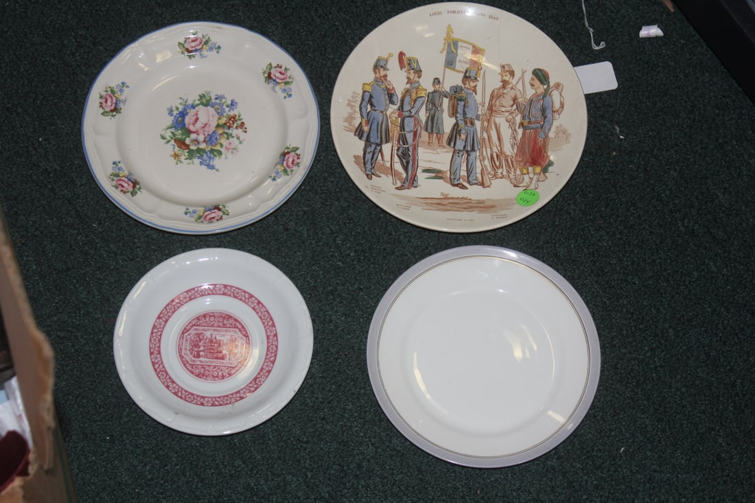 Lot of 4 Ceramic Plates: please note: largest one has a hairline - largest= 8 3/8" in diameter