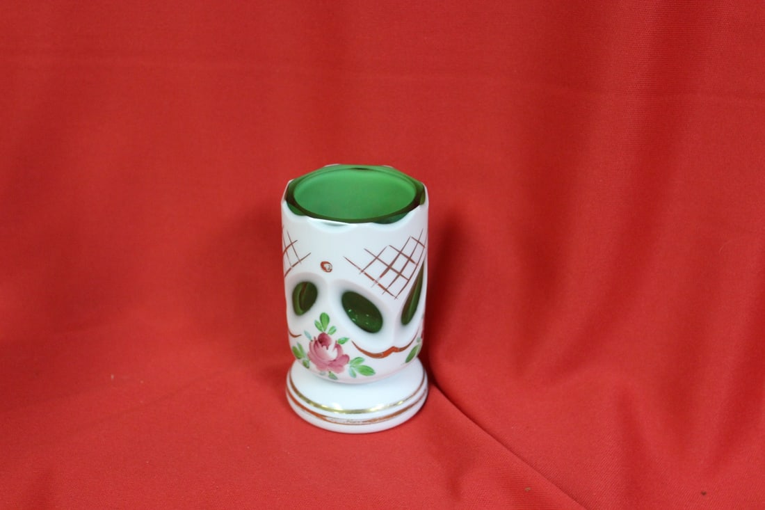 A Bohemian Toothpick Holder: 3 3/8" tall