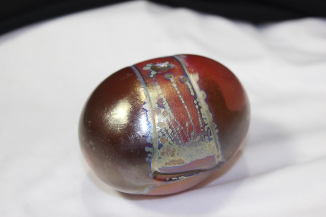 A Rare and Unusual Coleman Art Glass Egg: 3 3/8" across - signed