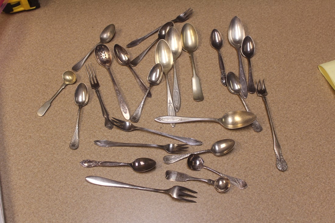 lot of silverplate forks and spoons: as shown