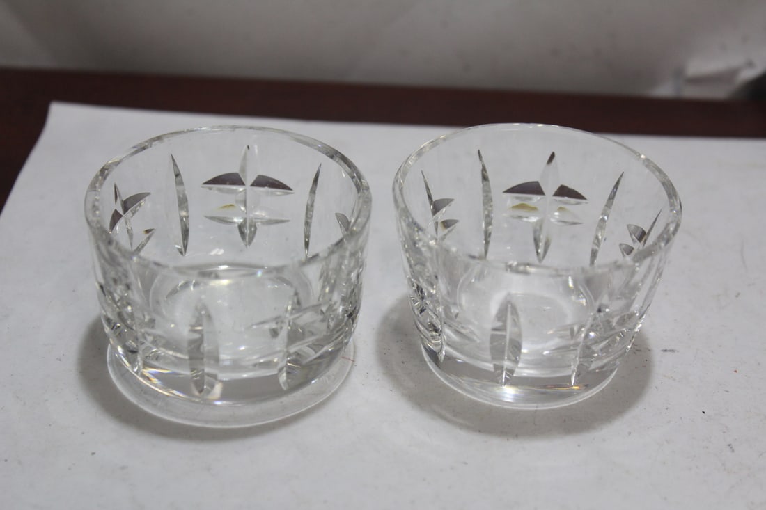 Set of Two Cut Glass Salt Cellars?: 1 3/4" tall
