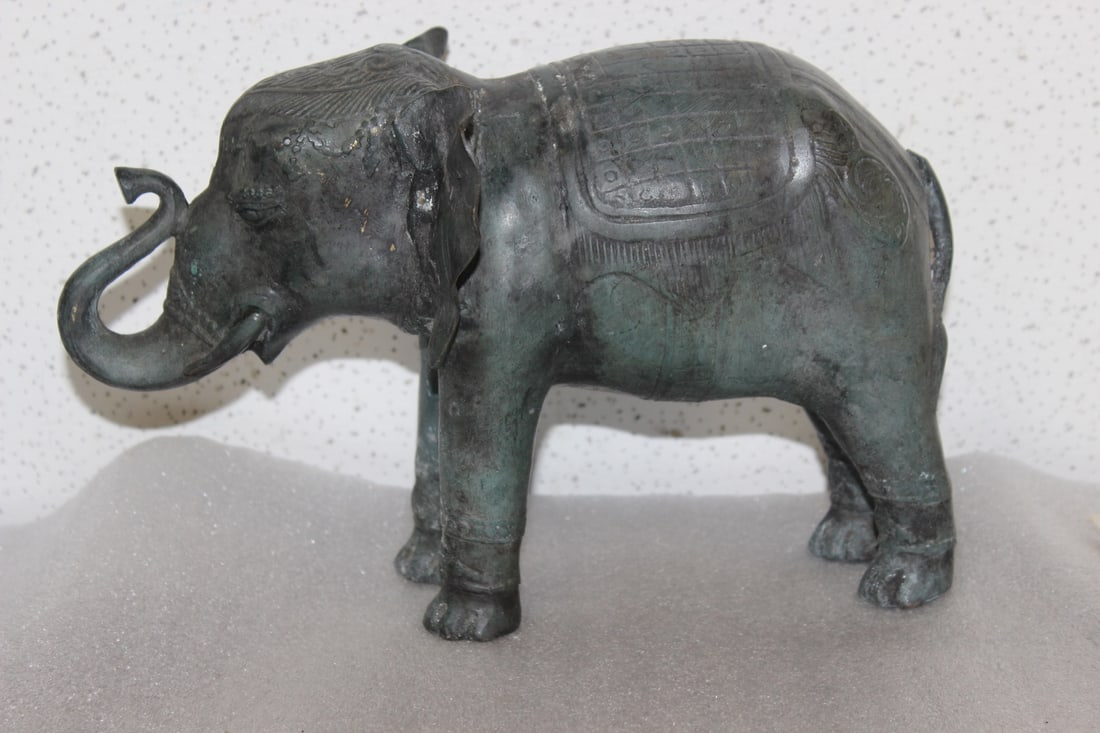 An Asian Metal Elephant: 11 1/2" long - possibly old