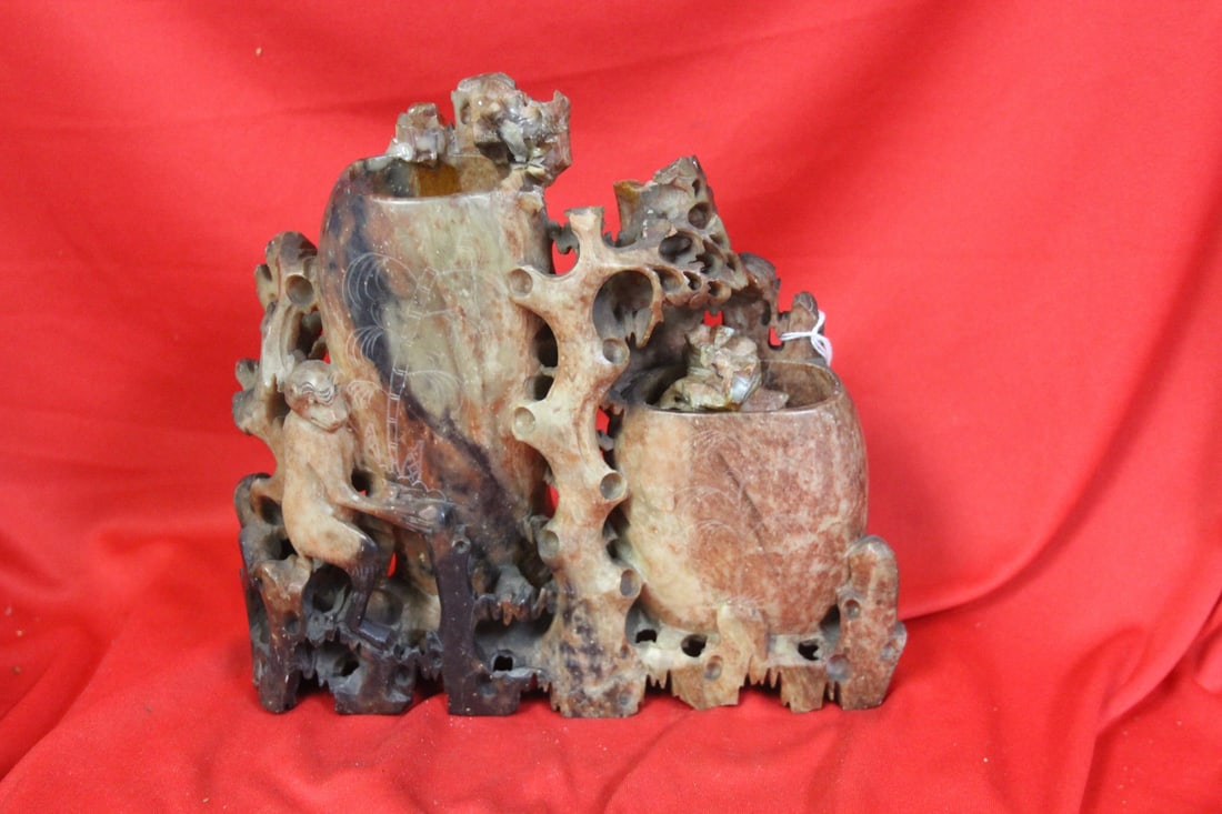 A Soapstone Vase: as found - 7 3/4" tall