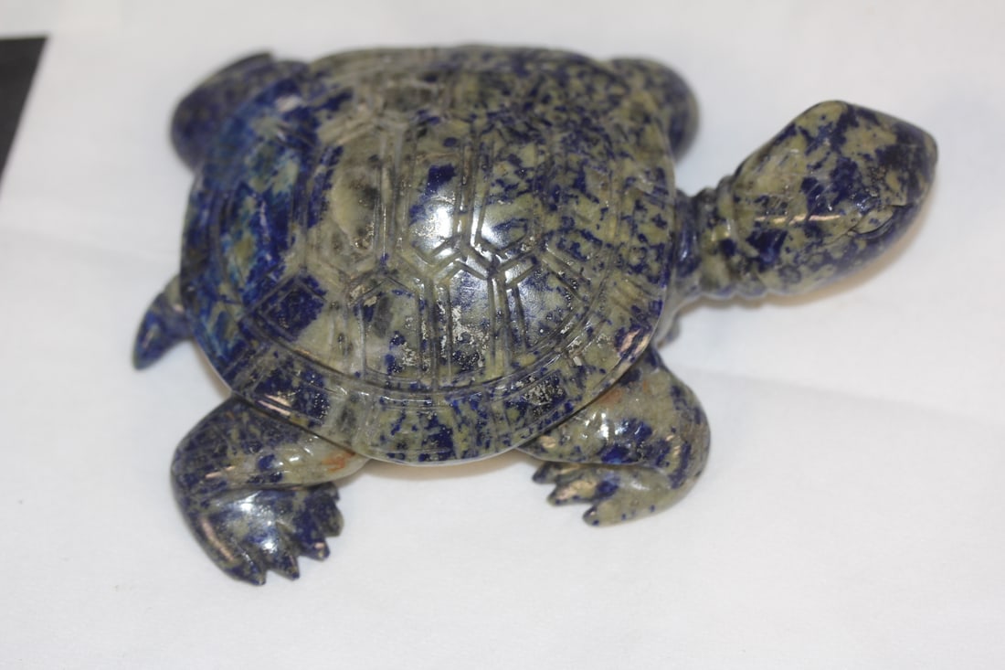 Chinese Lapis Lazuli Turtle: 4 3/4" across