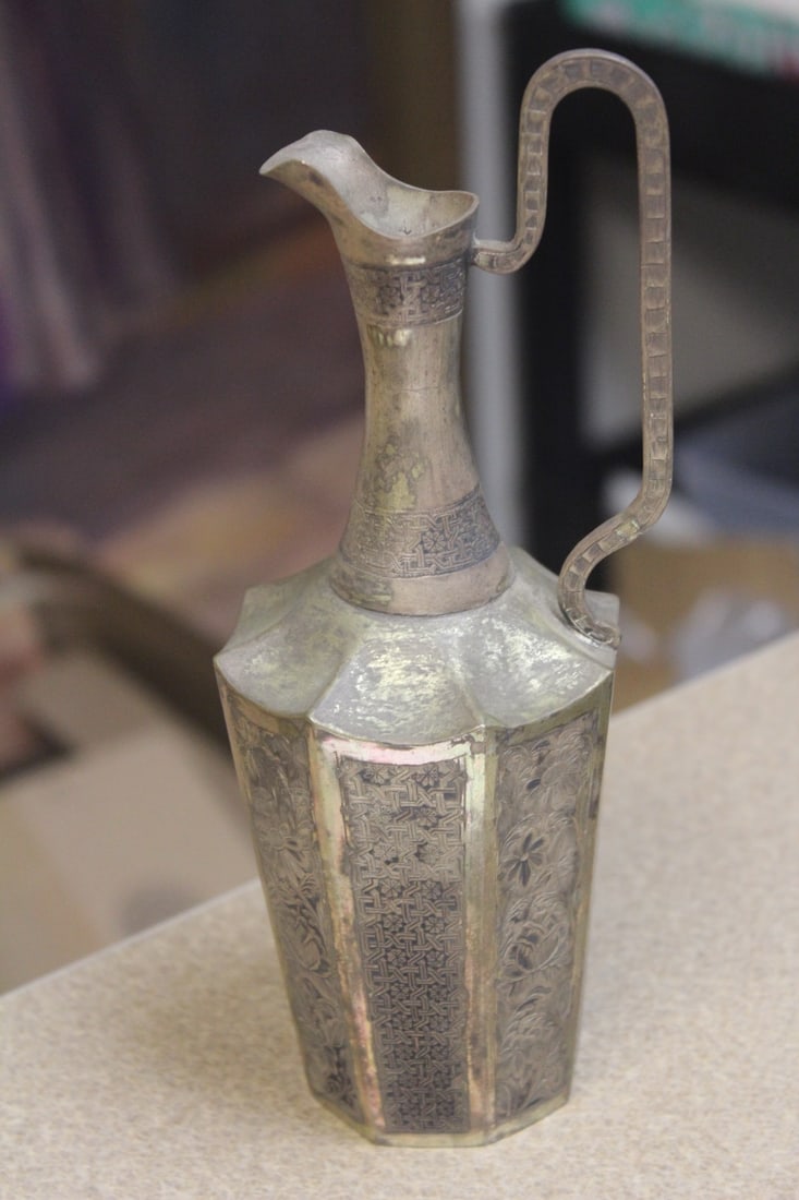 High Grade Silver Ewer: tested - antique - most likely Asia - 8 1/2" tall