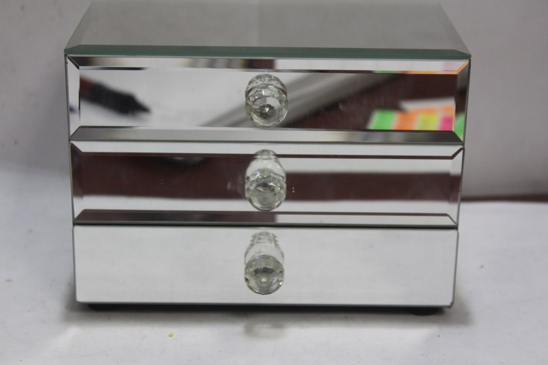 A Mirrored Jewelry Cabinet: 6 1/2" x 4 3/4"