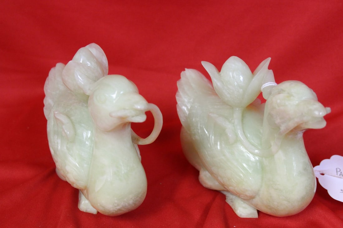 Pair of Jade Swan: 5 1/2" long