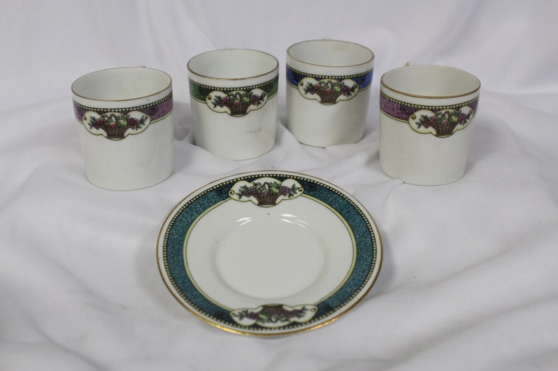 Lot of 5 Dematesse Cup and Saucer: 2 3/8" tall as shown