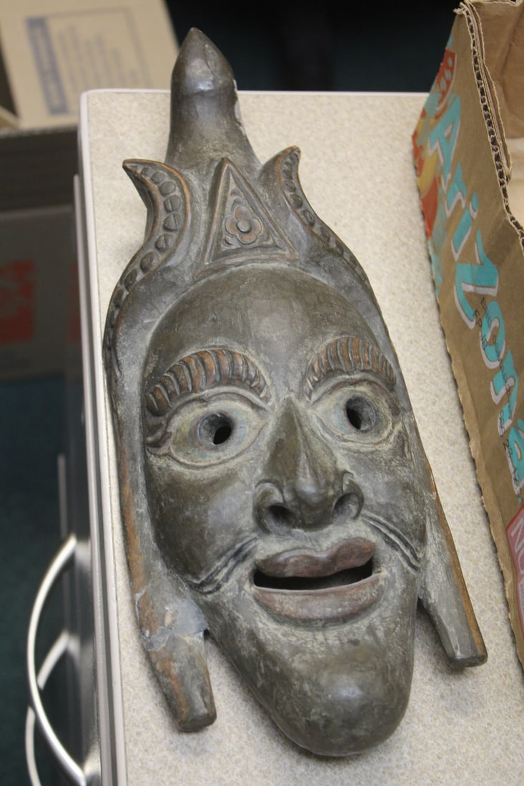 Antique Wooden Mask: with a certified wax seal - 12 3/4" in length