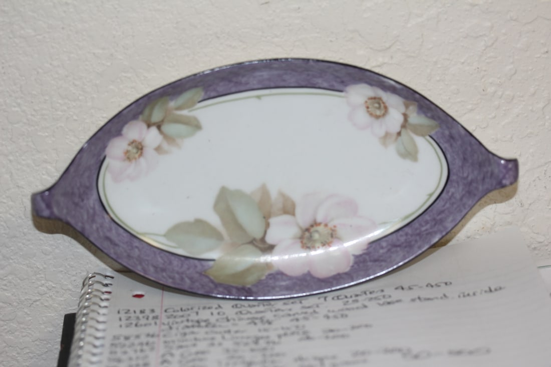 R.S. Vegetable Dish: with two handles - 8 1/2 inches across