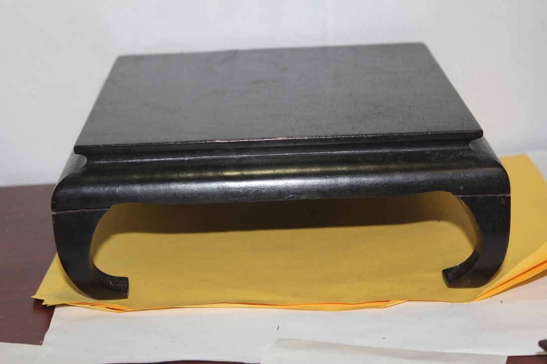 A Square Wood Stand: surface diameter = 7 1/2" x 7 3/4"