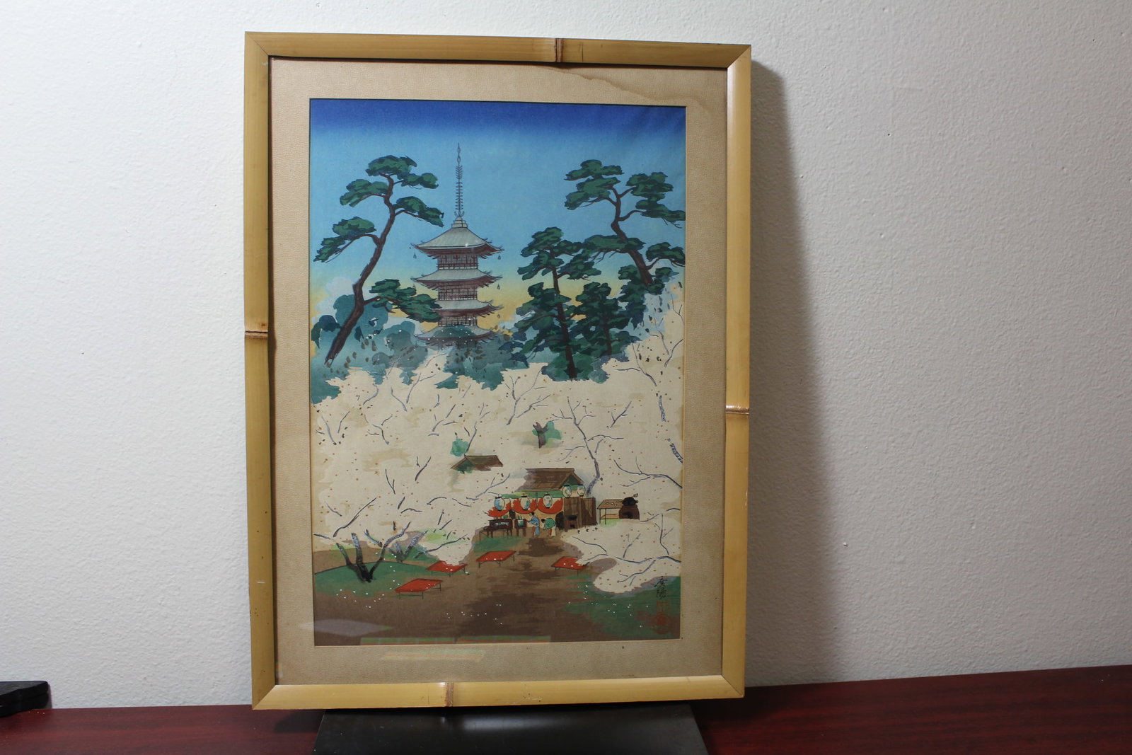 A Vintage Signed Japanese Pastel or Watercolor (1 of 11)