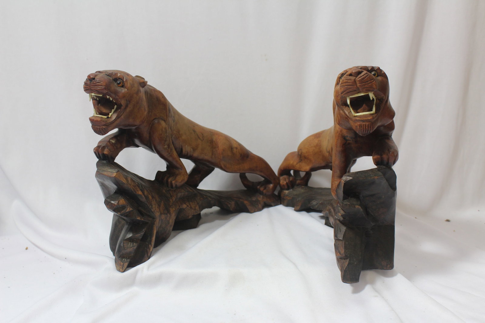 A Pair of Wooden Asian Tigers (1 of 5)