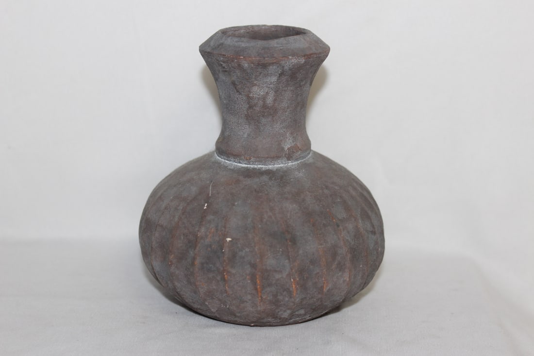A Ceramic, most likely Clay Bottle/Vase: 5 3/8" tall