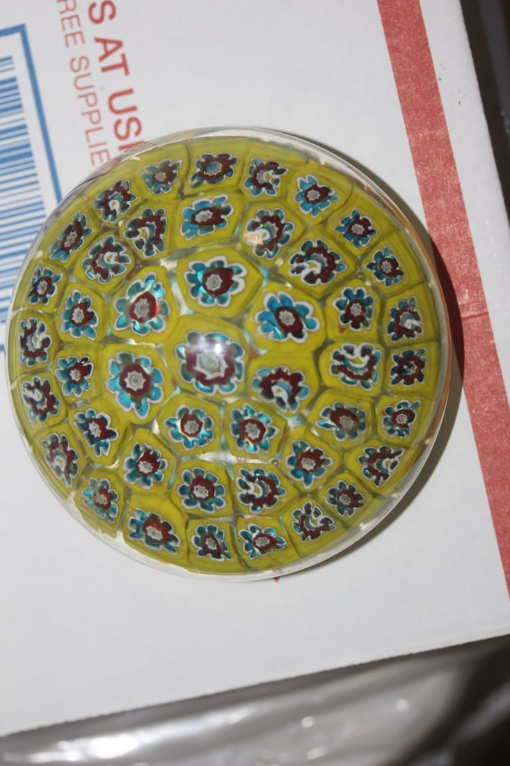 Vintage Milifiori Paperweight: most likely Murano - 3 3/8" in diameter